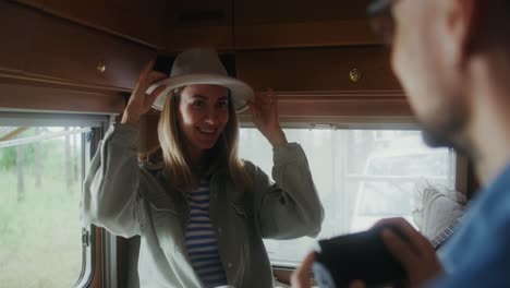 couple on a road trip in a camper van