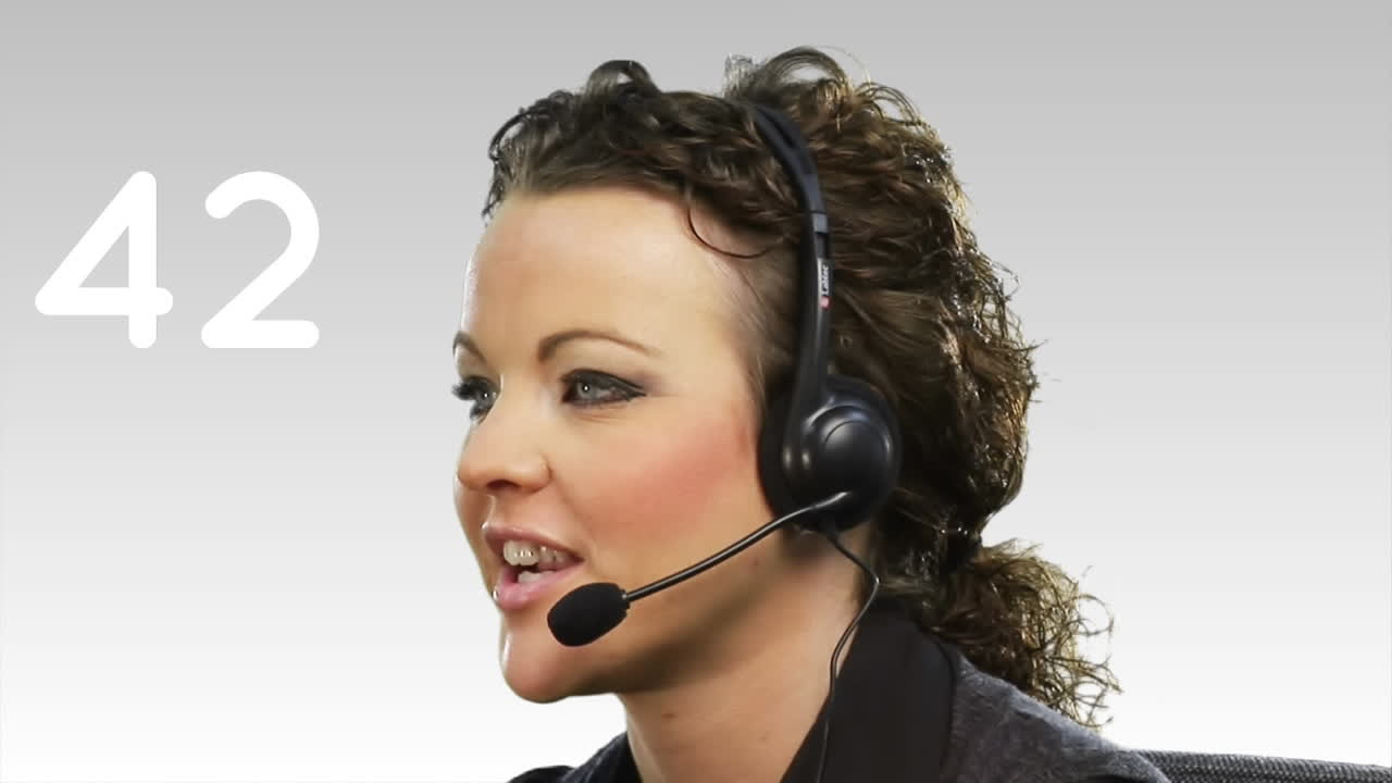 Animation of raising numbers over businesswoman wearing headset