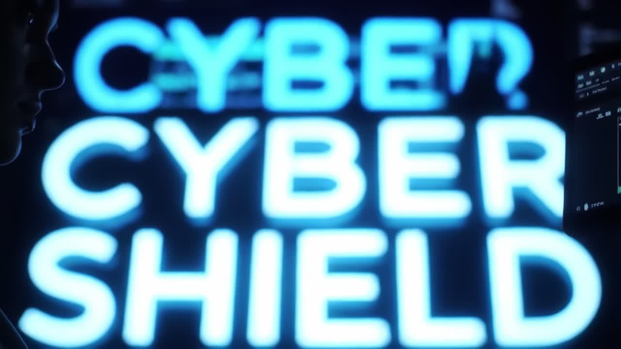 A Striking Contrast: Exploring Cybersecurity Themes Through Unique Neon Light Visuals and Human Silhouette Representation