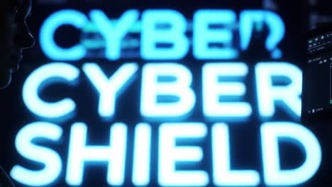 a striking contrast: exploring cybersecurity themes through unique neon light visuals and human silhouette representation