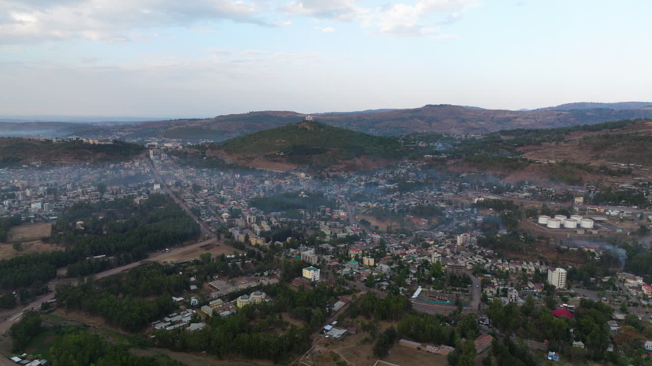 Panoramic View Of Gondar City In Ethiopia - Drone Shot
