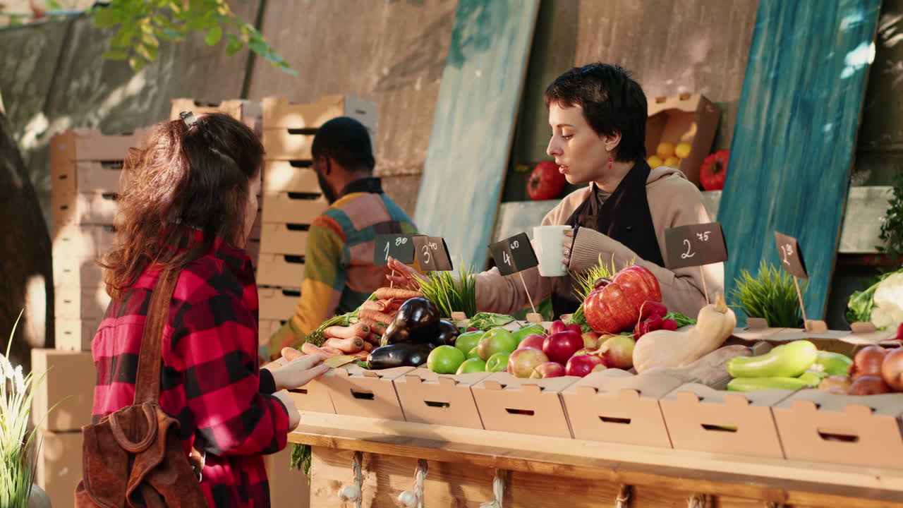 People shopping for fresh produce at a farmers market