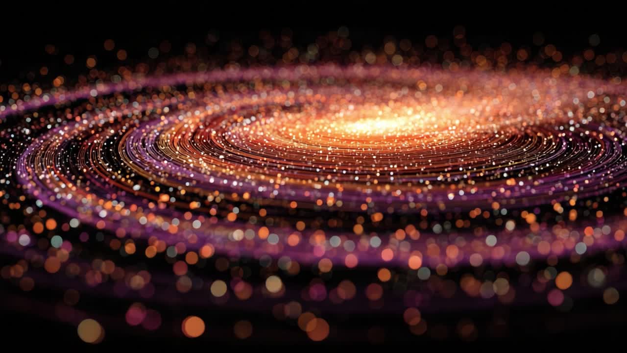 A mesmerizing swirl of vibrant colors and shimmering particles captures the essence of a cosmic spiral, evoking a sense of wonder and the vastness of space