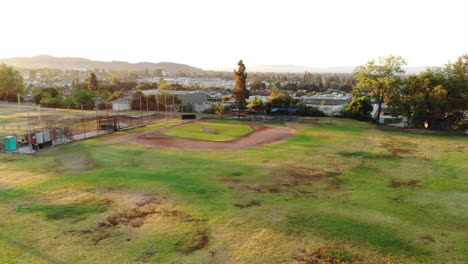 vintage baseball field during sunrise. drone establishing shot