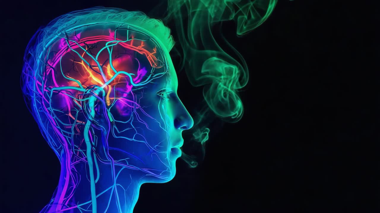 Glowing Brain with Smoke