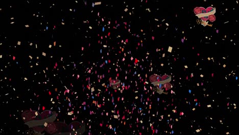animation of confetti falling with red hearts
