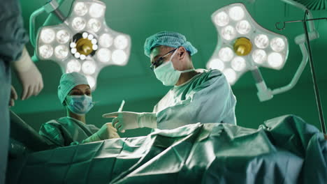 surgical team performing an operation in a sterile environment
