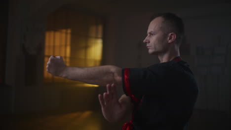 man practicing kung fu
