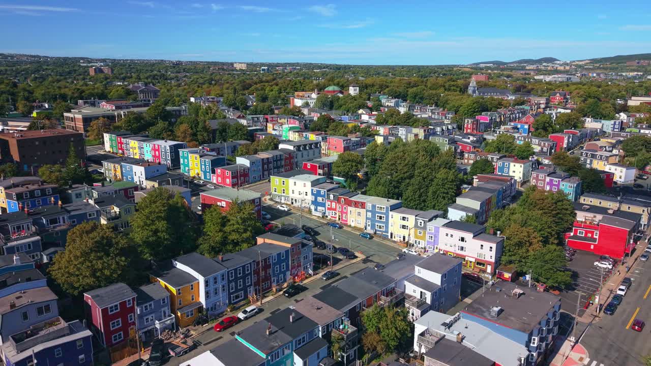 Aerial View of Colorful Houses in Urban Area