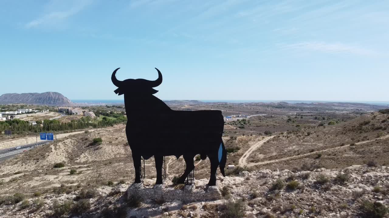 Spanish  iconic bull billboard, sunny day.
