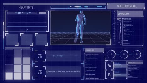 Digital-animation-of-digital-interface-with-medical-data-processing-against-blue-background