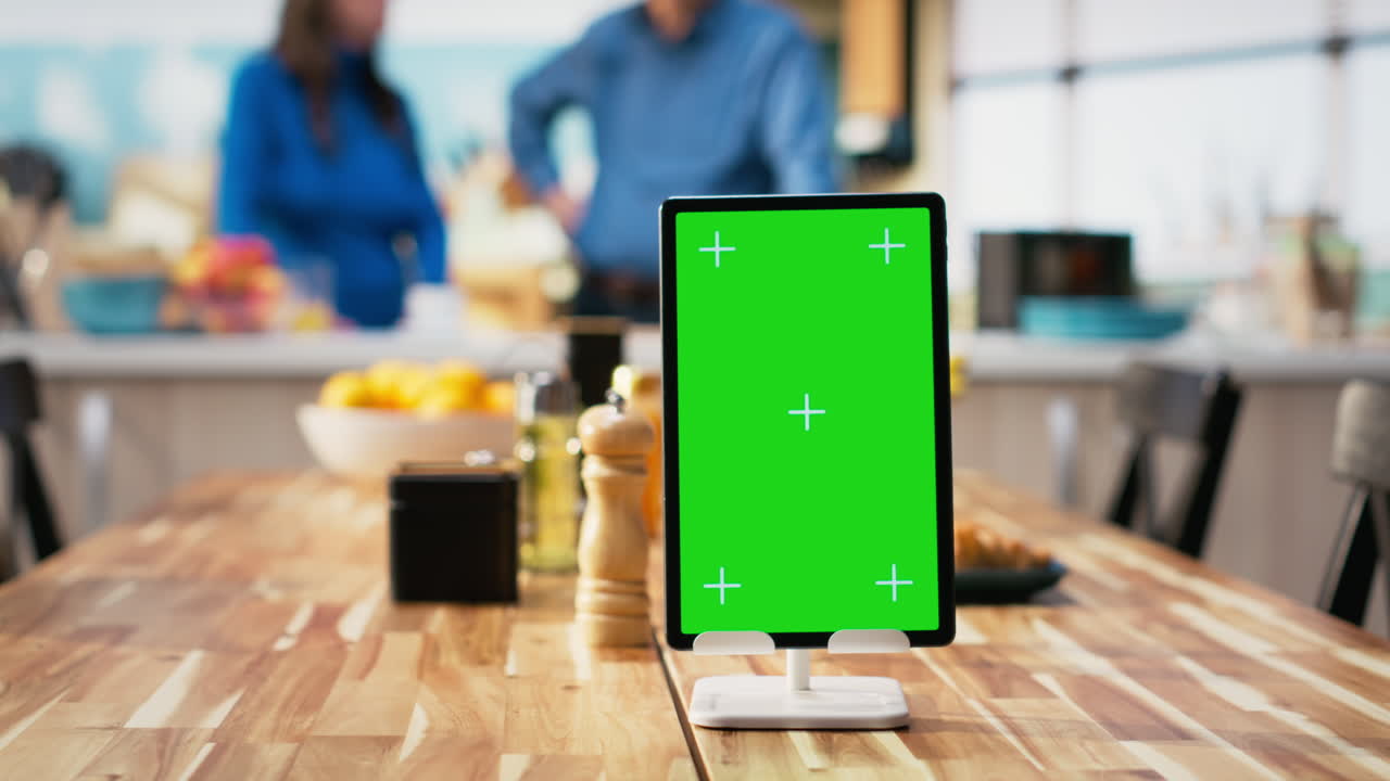 Vertical chroma key screen with old woman enjoying morning routine at home