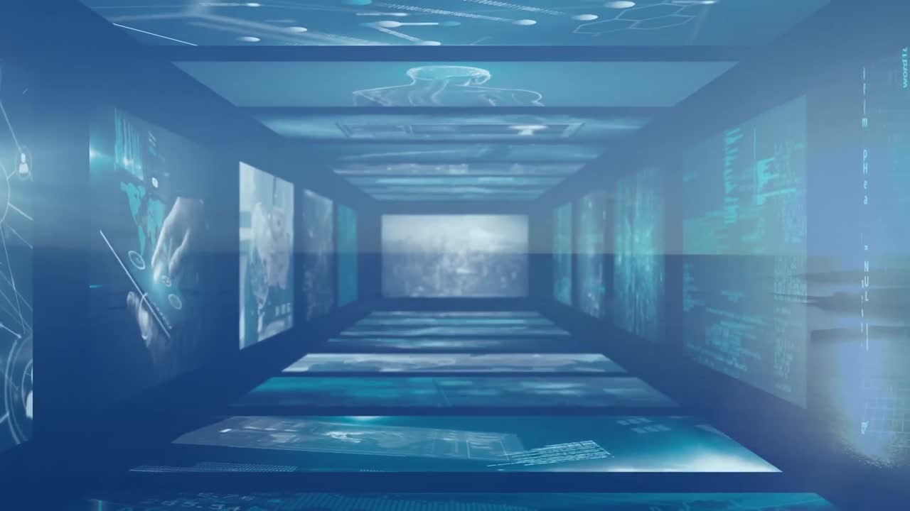 풍경 위의 화면에서 데이터 처리의 애니메이션