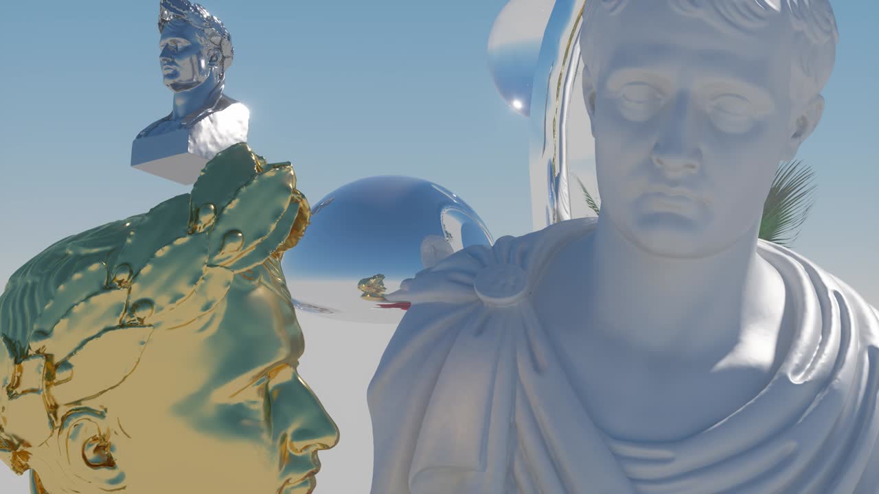 조각상 무  루프 나폴레옹 보나파르트 네온 팝 아트 스타일 3d 렌더링