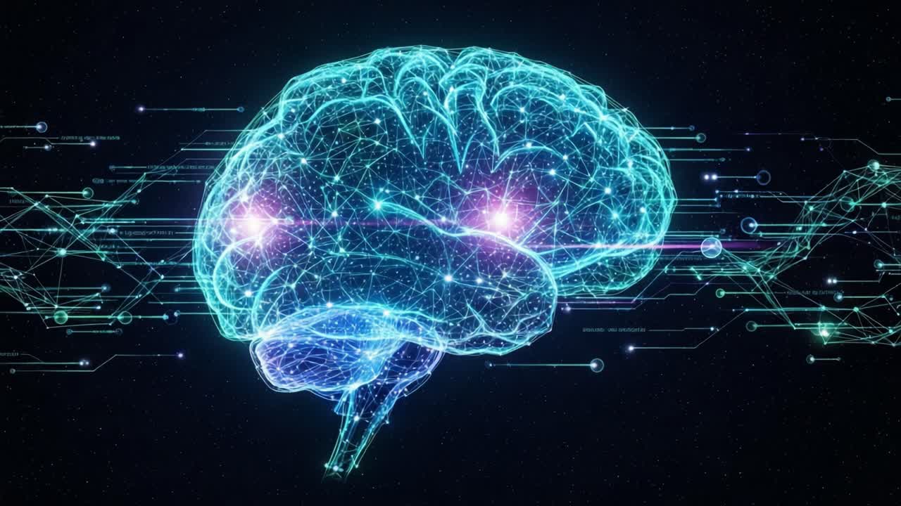 A Stunning Visualization of the Human Brain Representing Neural Connections and Data Flow, Showcasing the Complex Interactions of Thought and Consciousness