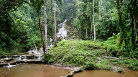 Deep-Forest-Pha-Charoen-Waterfall-in-the-national-park-is-a-popular-tourist-attraction-in-Phop-Phra-District,-Tak-Province,-Thailand