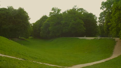 Verdant-Trees-And-Hills-In-Bois-de-la-Cambre,-Public-Park-In-Brussels,-Belgium