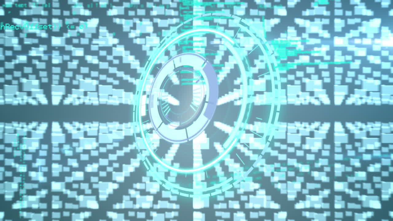 animación del círculo de procesamiento sobre carpetas y candado digital