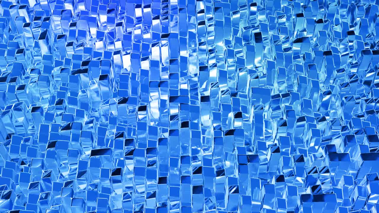 fondo líquido abstracto en bucle con patrón brillante ondulado en una superficie brillante y brillante. fluido azul viscoso como la superficie de papel de aluminio o vidrio brillante. hermoso telón de fondo festivo creativo. simple bg brillante