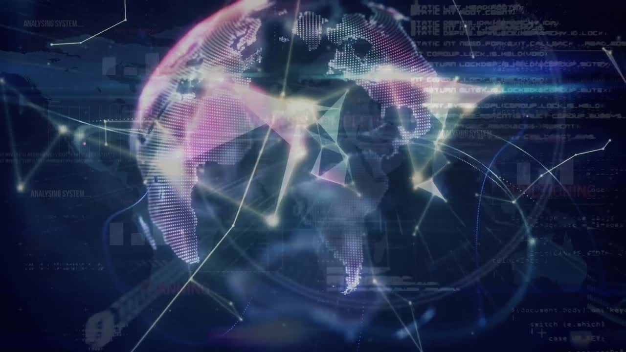 데이터 처리, 글로브 및 연결 네트워크의 애니메이션