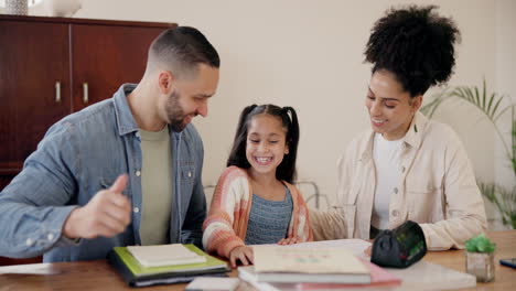 Parents,-daughter-and-homework-with-high-five