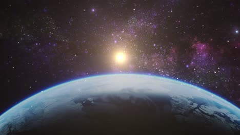 地球とその周りの星、宇宙の背景