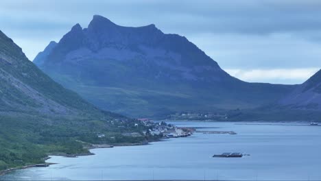 Dramatic-Sunrise-In-The-Fishing-Village-Of-Gryllefjord-On-Senja-Island-In-Norway