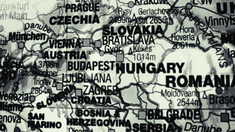 monochromatic map of central and eastern european countries