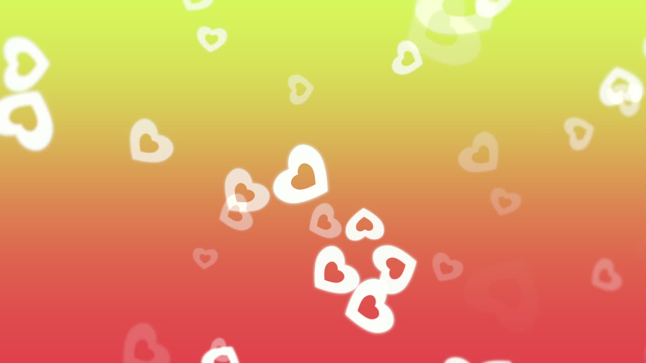 빨간색 경사에 반 ⁇ 이는 무작위 패션 심장을 날아다니고 있습니다.