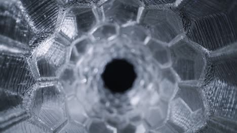 futuristic science fiction corridor tunnel pipe portal with crystal honeycomb glass texture