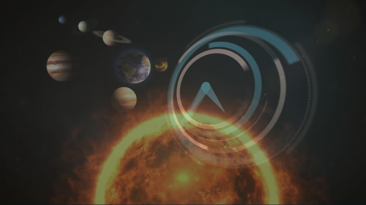 animación de sistemas solares, planetas y espacio sobre el tictac del reloj