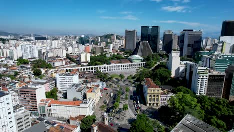 panning wide view of downtown city of rio de janeiro brazil. tourism landmark.