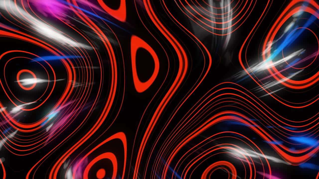 animación de formas rojas y luces rosas y azules en el espacio digital
