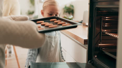 baking, oven and girl child with her mother making
