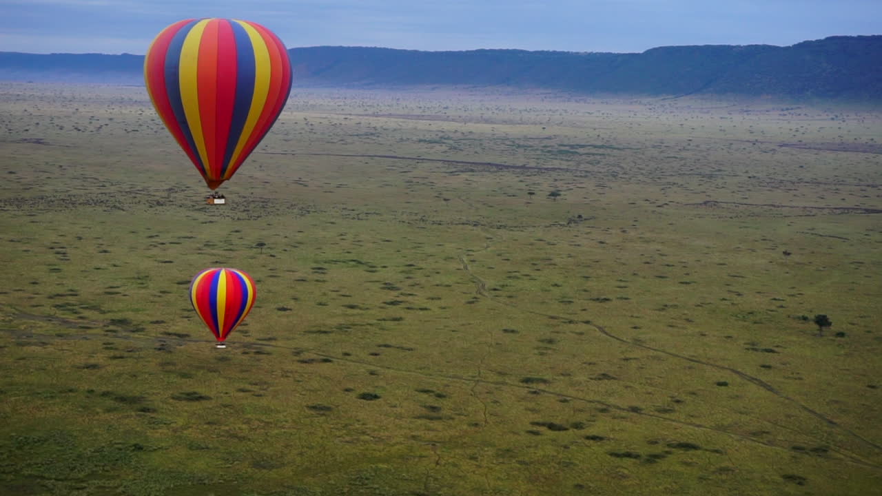 Hot-air balloon flight over Masai Mara, Kenya, Africa