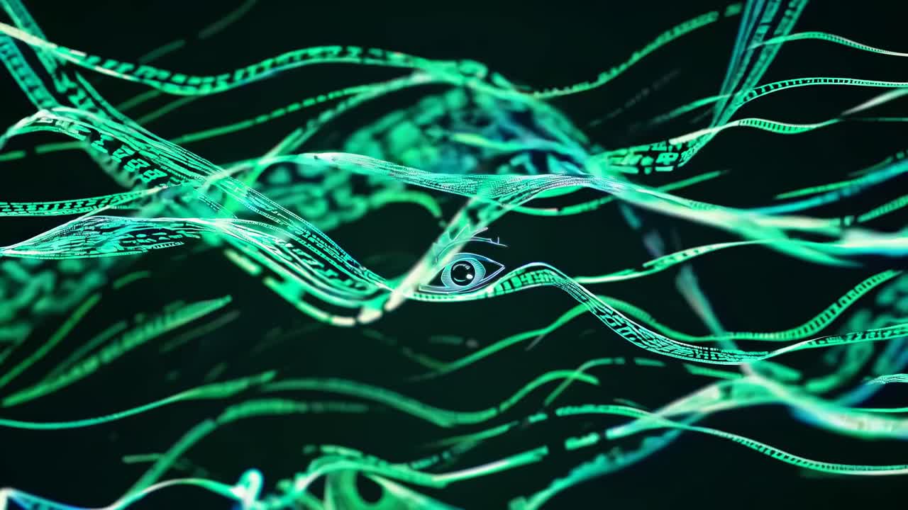 Dynamic video concept with flowing digital data streams