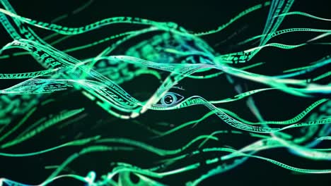 dynamic video concept with flowing digital data streams