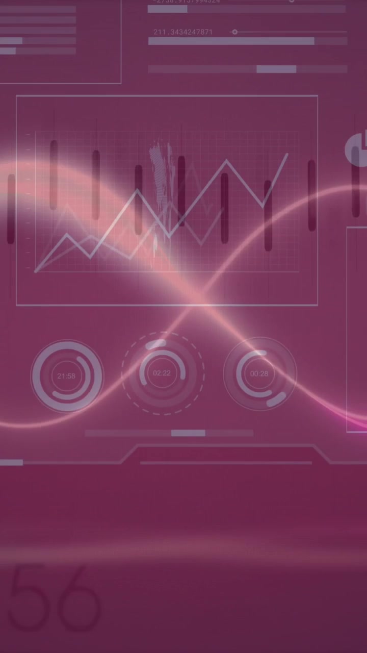 Animation of neon infinity shape over multiple screens with data processing against china flag