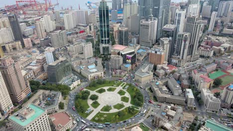 aerial shot of dalian zhongshan square