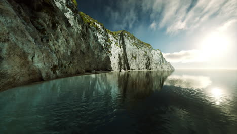 near the limestone cliffs in the ocean