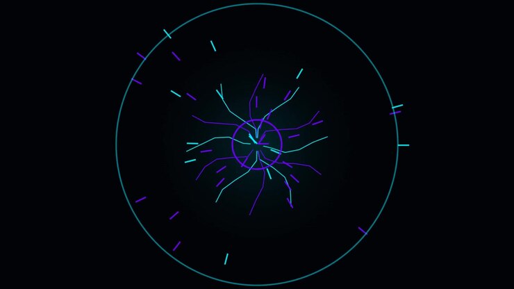 Abstract Digital Circular Pulse Animation on Dark Background