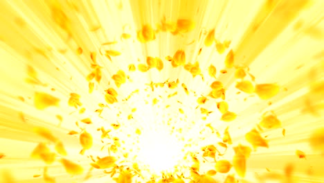 vortex from yellow leaves. spiral shiny particle of seasonal leaves. dancing leaf. colorful nature tunnel loop animation.