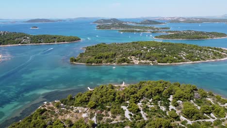 aerial drone view of the kornati islands at the adriatic sea in dalmatia, croatia