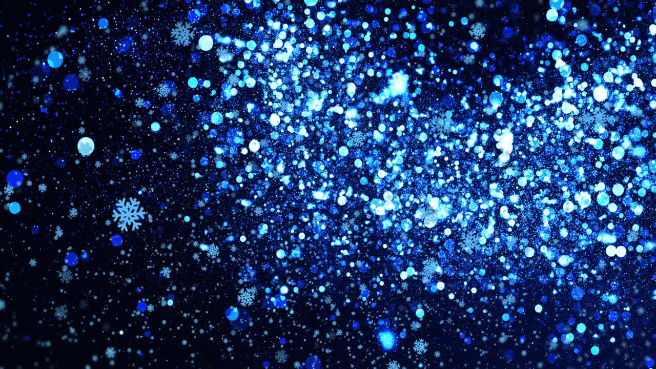 검은색 배경에서 움직이는 눈송이와 점의 애니메이션