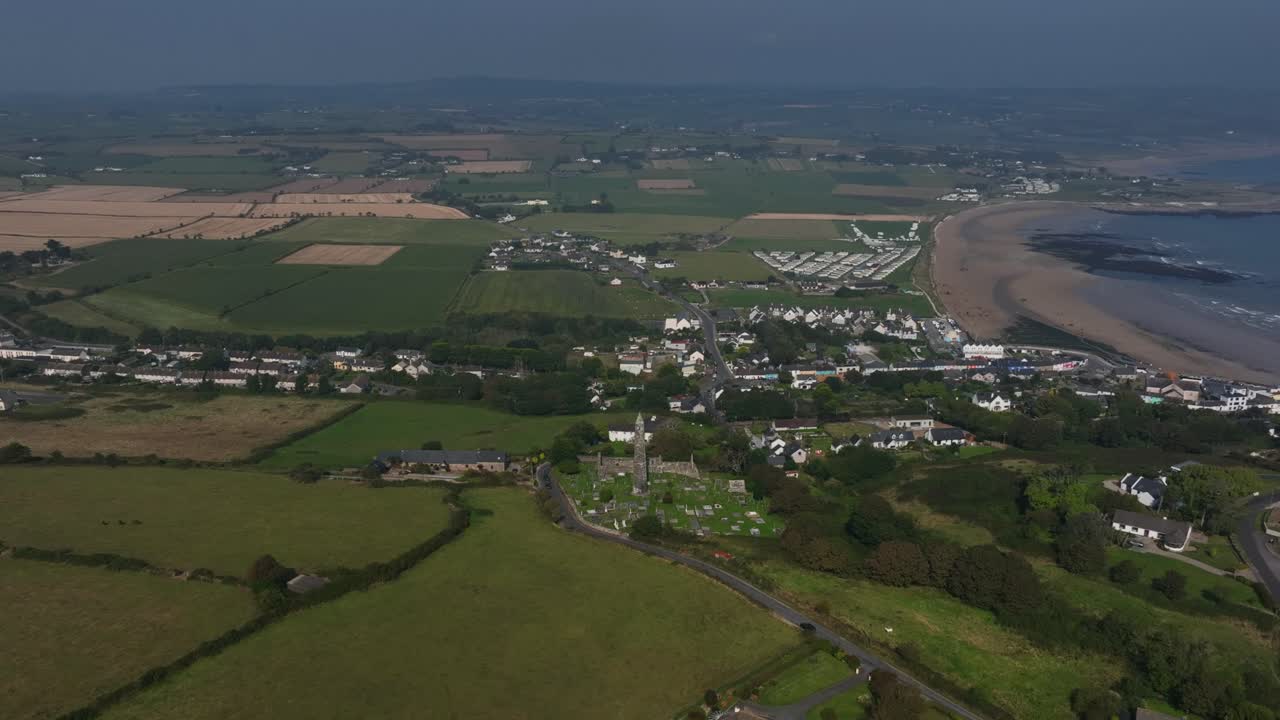 Aerial View of Coastal Town in Ireland