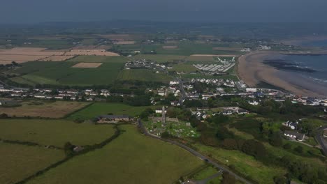 aerial view of coastal town in ireland