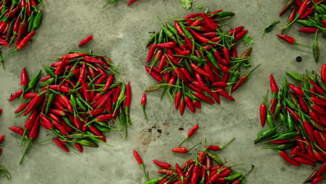 top down view of local organic red spicy peppers