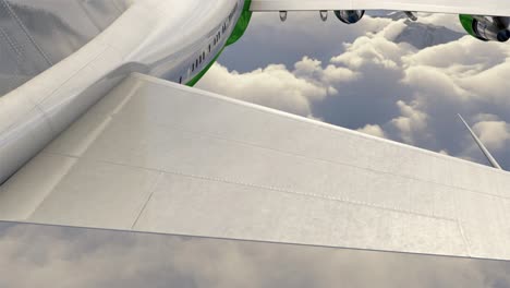 airplanes back tail rear wing closeup shot in a cloudy sky