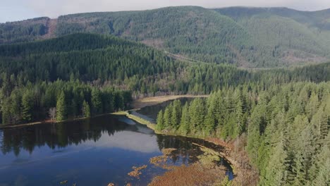 Aerial-Footage-of-Minnekhada-Regional-Park-in-4k,-British-Columbia,-Canada