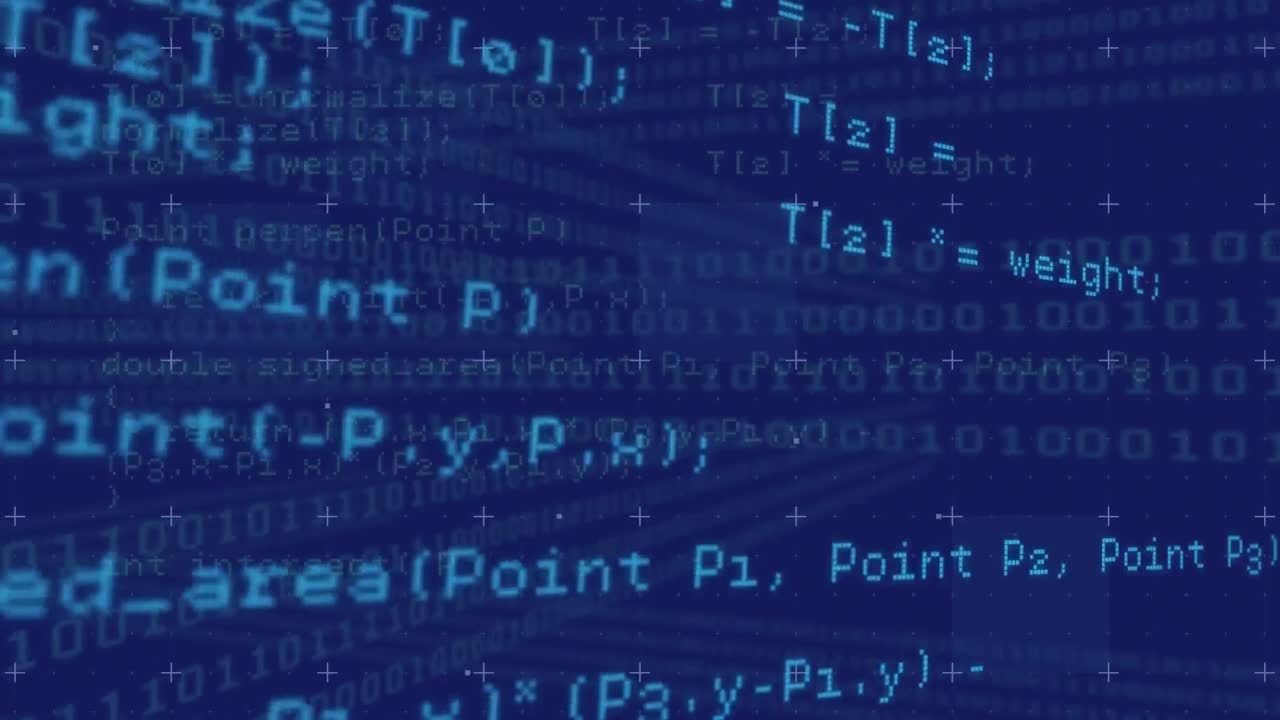 Animation of data processing over blue background